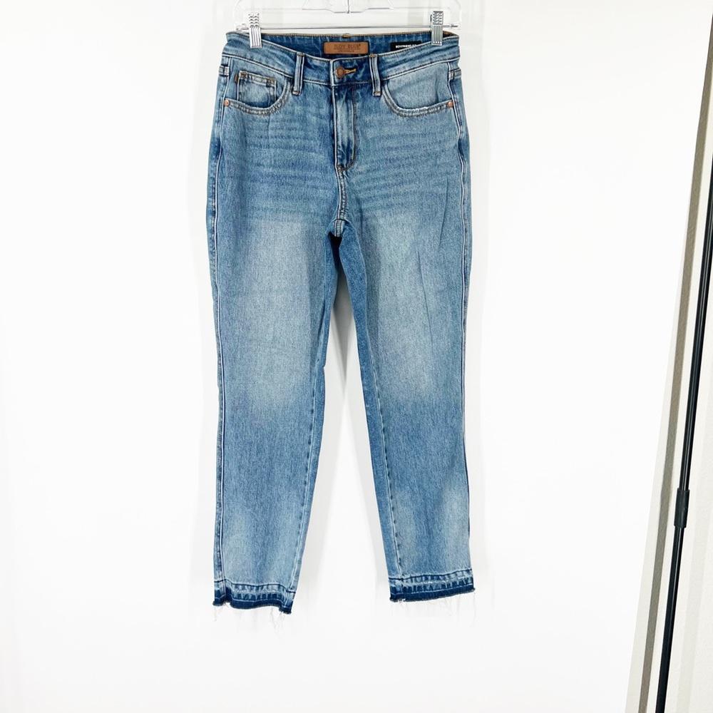 Judy Blue High Rise Boyfriend Fit Jeans Raw Hem